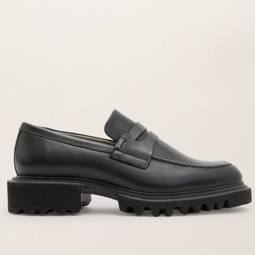 All Saints Black Chunky Leather Flats